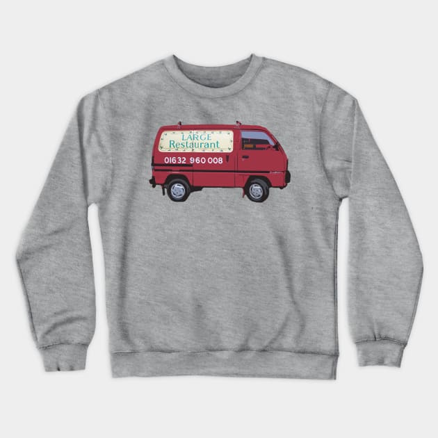 Doc Martin Bert Large Large Restaurant Red Van Cornwall Portwenn Crewneck Sweatshirt by SonnyBoyDesigns